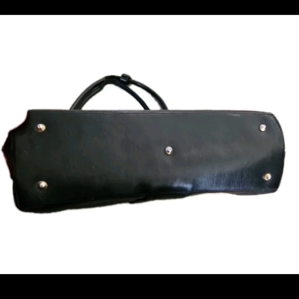 Mario Orlandi Vintage Black Leather Large Tote Bag